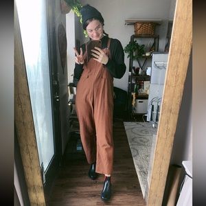 Amazon Rust Orange Comfy Overalls Pockets Button Enclosure Women’s Size Large